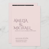Minimal Chic Prune and Blush Wedding Invitation 招待状 (正面/裏面)