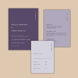 Minimal & Chic Purple Modern Simple Wedding 招待状
