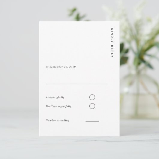 Minimal & Chic White Modern Simple Wedding 出欠カード (スタンド正面)