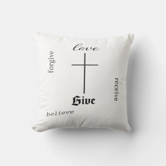 Minimal Christian Cross Typography | Love Forgive  クッション