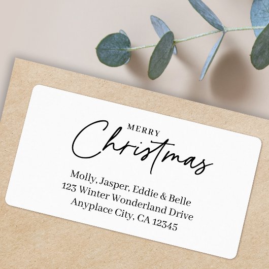 Minimal Christmas Address Label | Simple White ラベル