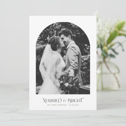 Minimal Christmas Arch Wedding Announcement カード (スタンド正面)