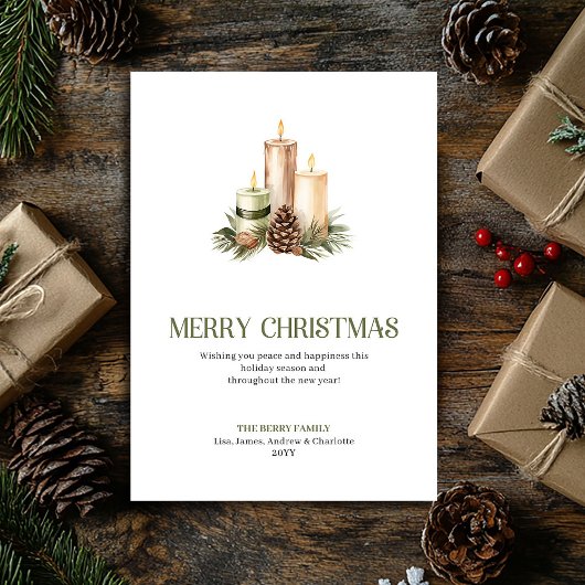 Minimal Christmas Candles Soft Pastel Holiday Card シーズンカード