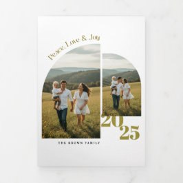 Minimal Christmas Family Arch Photo 三つ折り案内状