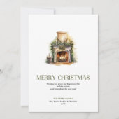 Minimal Christmas Fireplace Card Timeless Holiday  シーズンカード (正面)