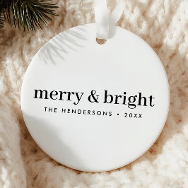 Minimal Christmas | Merry and Bright Simple White セラミックオーナメント
