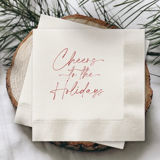 Minimal Christmas Napkin “Cheers to the Holidays” 縁ありカクテルナプキン