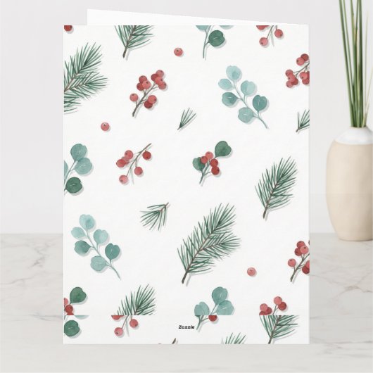 Minimal Christmas Pattern, Pine & Berries  カード (裏面)