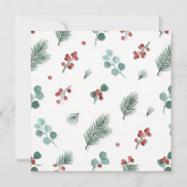 Minimal Christmas Pattern, Pine & Berries  カード