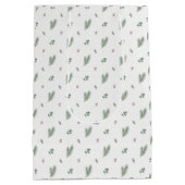 Minimal Christmas Pattern, Pine, Berries ミディアムペーパーバッグ (裏面)