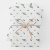 Minimal Christmas Pattern, Pine, Berries ラッピングペーパーシート (インサイチュ)