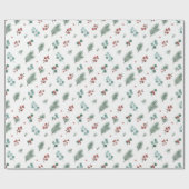 Minimal Christmas Pattern, Pine & Berries  ラッピングペーパー (フラット)