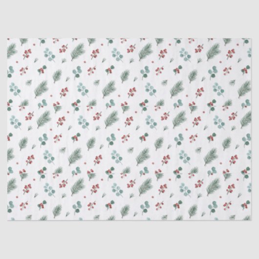 Minimal Christmas Pattern, Pine & Berries 薄葉紙 (正面)
