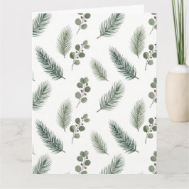 Minimal Christmas Pine Pattern, Scandi Style カード