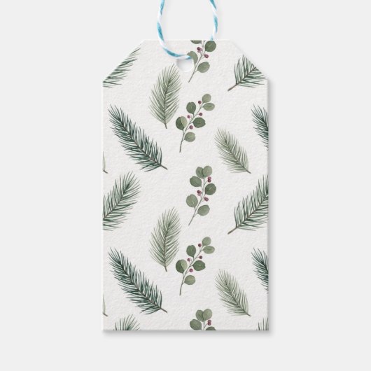 Minimal Christmas Pine Pattern, Scandi Style ギフトタグ (正面)