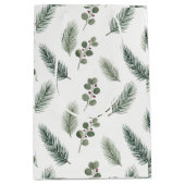 Minimal Christmas Pine Pattern, Scandi Style ミディアムペーパーバッグ (正面)