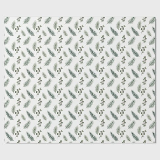 Minimal Christmas Pine Pattern, Scandi Style ラッピングペーパー (フラット)