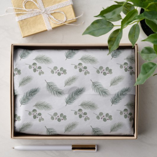 Minimal Christmas Pine Pattern, Scandi Style 薄葉紙 (ギフト)