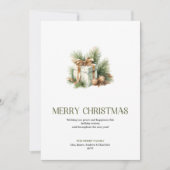 Minimal Christmas Present Holiday Card Beige Gold シーズンカード (正面)