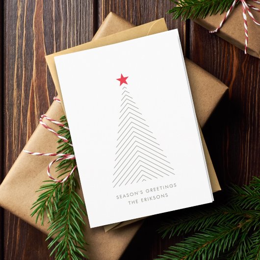 Minimal Christmas Tree | Red Star Clean Simple シーズンカード