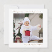 Minimal Christmas White Gold Happy Holidays Photo シーズンカード (裏面)