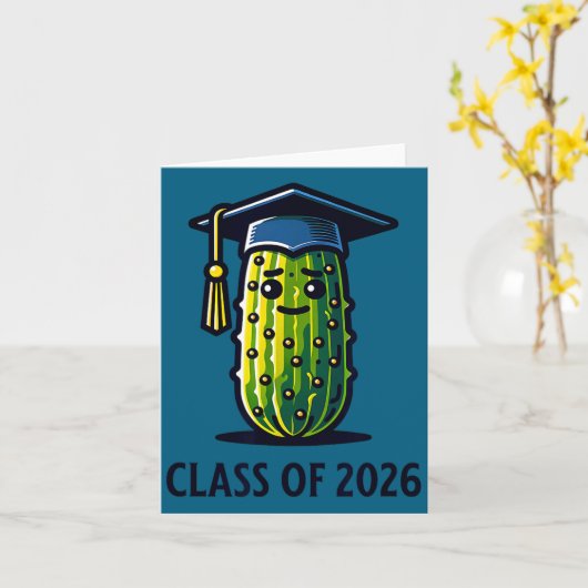 Minimal Class 2026 Graduation Pickle Trendy カード (黄色い花)