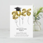 Minimal Class of '2026' Gold Balloons Graduation 招待状 (スタンド正面)