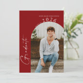 Minimal Class of Photo Crimson Red Grad Party 招待状 (スタンド正面)