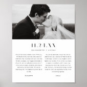 Minimal Classic Black & White Wedding Vows Photo ポスター (正面)