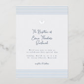 Minimal classic blue baptism Foil Invitation 箔招待状 (正面)