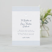 Minimal classic blue baptism Foil Invitation 箔招待状 (立ち正面)