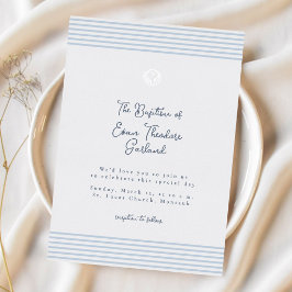Minimal classic blue baptism Foil Invitation 箔招待状