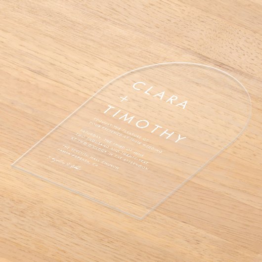 Minimal Classic Script Modern Wedding Invitation アクリル招待状 (レイダウン)