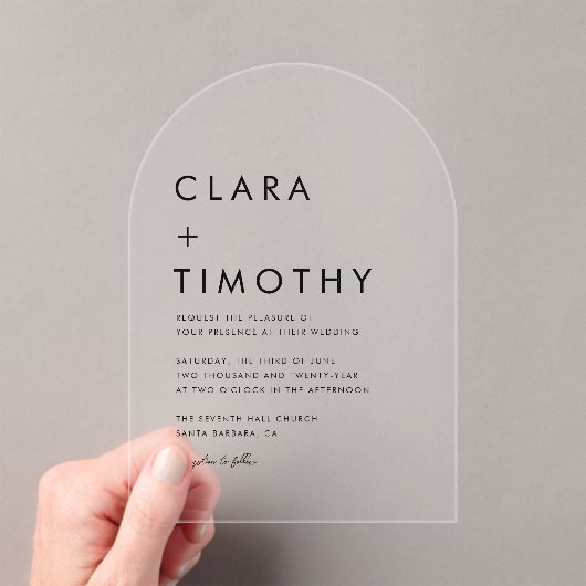 Minimal Classic Script Modern Wedding Invitation アクリル招待状 (インサイチュ (ポータブル))