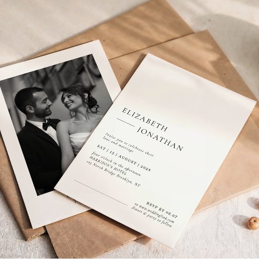 Minimal Classic Wedding Photo 招待状