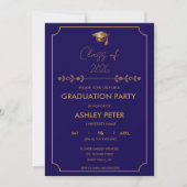 Minimal Classy Blue Grad Party Invitation 招待状 (正面)
