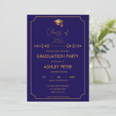 Minimal Classy Blue Grad Party Invitation 招待状 (スタンド正面)