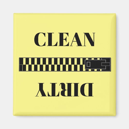 Minimal Clean Dirty Zipper Dishwasher Magnet マグネット (正面)