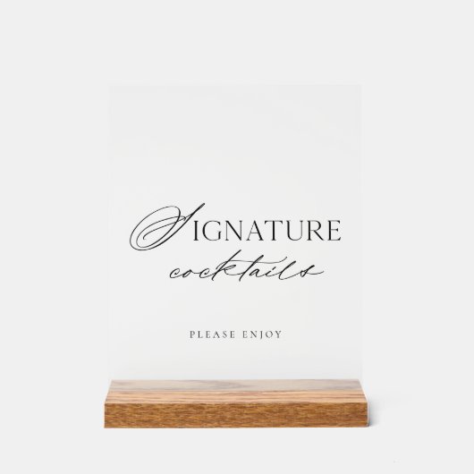 Minimal Clear Acrylic Signature Cocktails Wedding  アクリルサイン (正面)