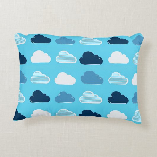 Minimal Clouds Pattern – Blue Sky Vibes アクセントクッション (裏面)