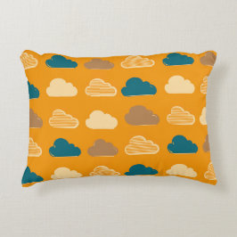 Minimal Clouds Pattern – Orange Sky Vibes アクセントクッション