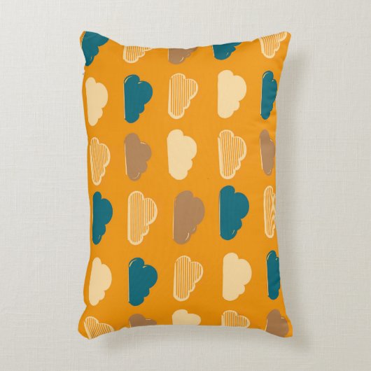 Minimal Clouds Pattern – Orange Sky Vibes アクセントクッション (正面(垂直))