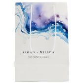 Minimal Coastal Sea Beach Watercolor Wedding ミディアムペーパーバッグ (裏面)