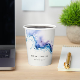 Minimal Coastal Sea Beach Watercolor Wedding 紙コップ