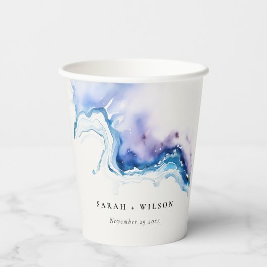 Minimal Coastal Sea Beach Watercolor Wedding 紙コップ (裏面)