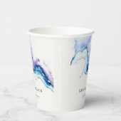 Minimal Coastal Sea Beach Watercolor Wedding 紙コップ (右)