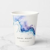 Minimal Coastal Sea Beach Watercolor Wedding 紙コップ (正面)