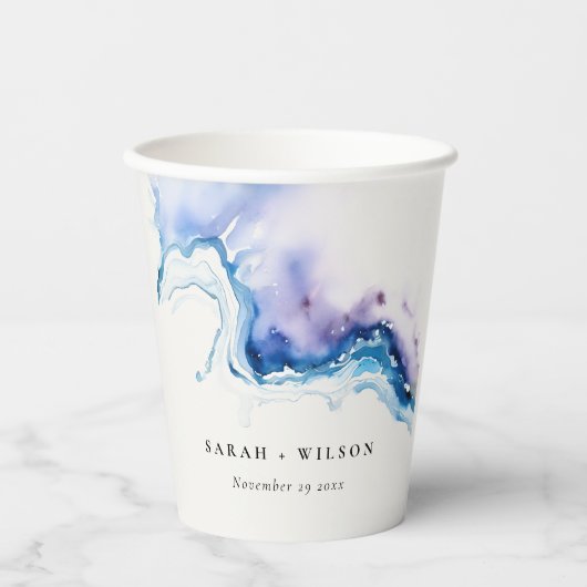 Minimal Coastal Sea Beach Watercolor Wedding 紙コップ (正面)