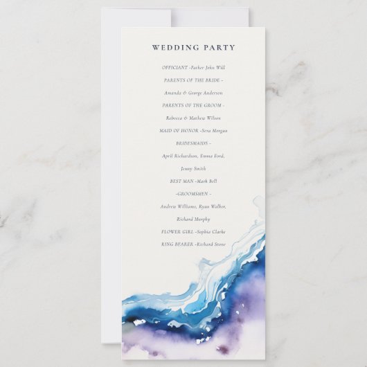 Minimal Coastal Sea Beach Wedding Program Card 招待状 (裏面)