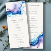 Minimal Coastal Sea Beach Wedding Program Card 招待状